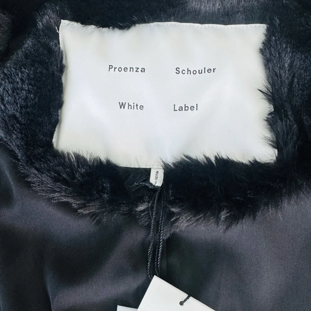 Proenza Schouler Penelope Faux Fur Coat White Label Women's Size Medium Black - Picture 9 of 9